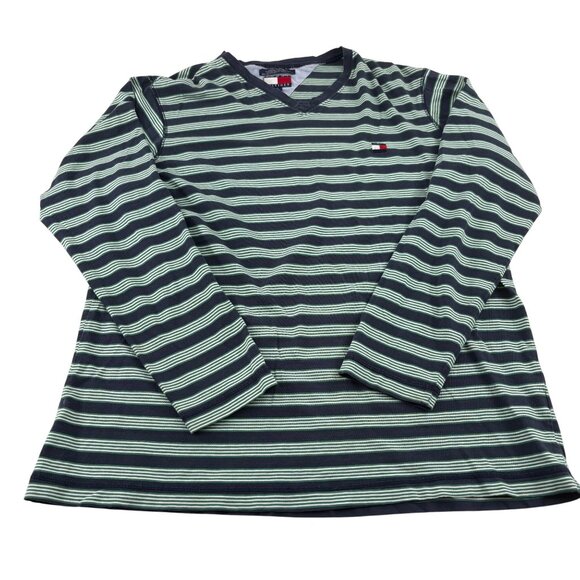 Tommy Hilfiger Men's Striped Long Sleeve Shirt Size Large 100% Cotton Y2k - Picture 1 of 4